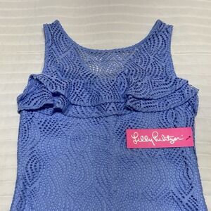 NWT Lilly Pulitzer Janine Shift Dress Blue Peri Flowing Leaf Lace Size XS